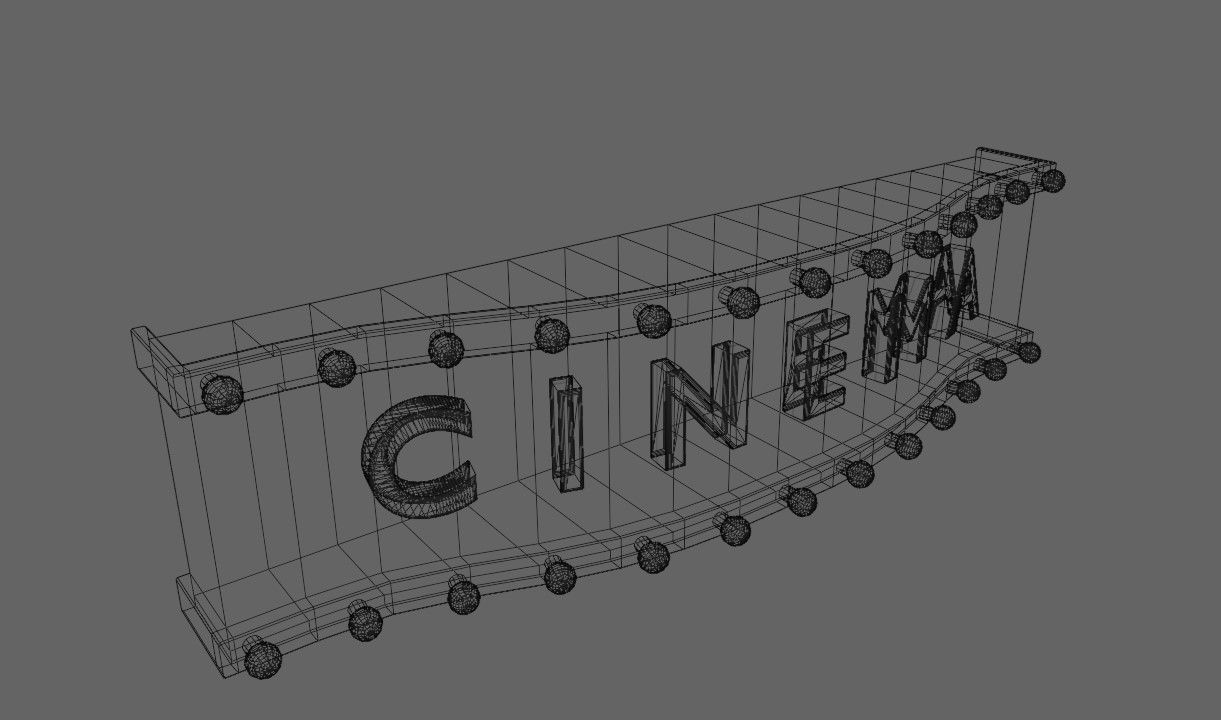 Cinema Facade - Front - Sign Low-poly 3D model_22
