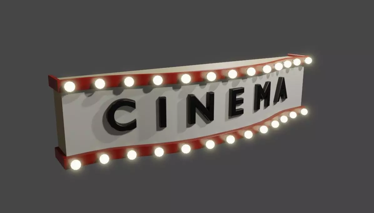 Cinema Facade - Front - Sign Low-poly 3D model_0