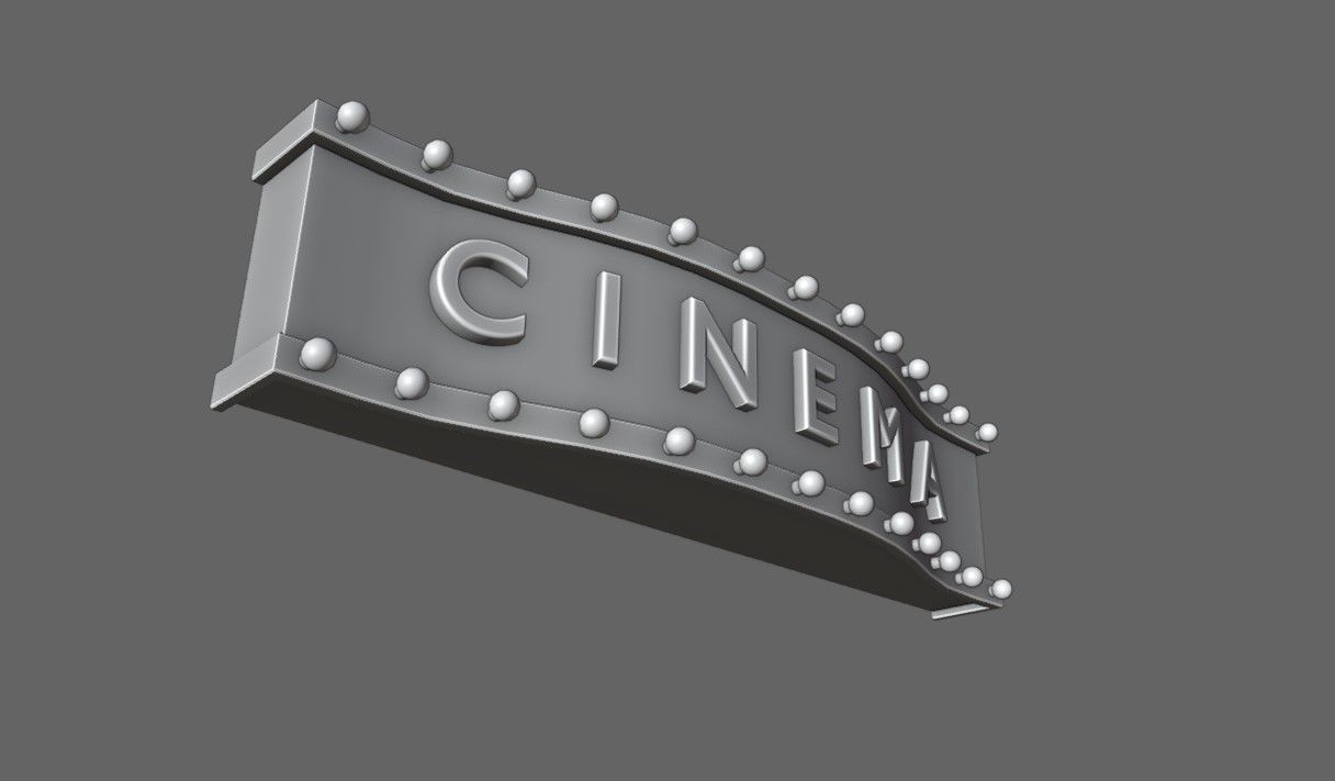 Cinema Facade - Front - Sign Low-poly 3D model_16