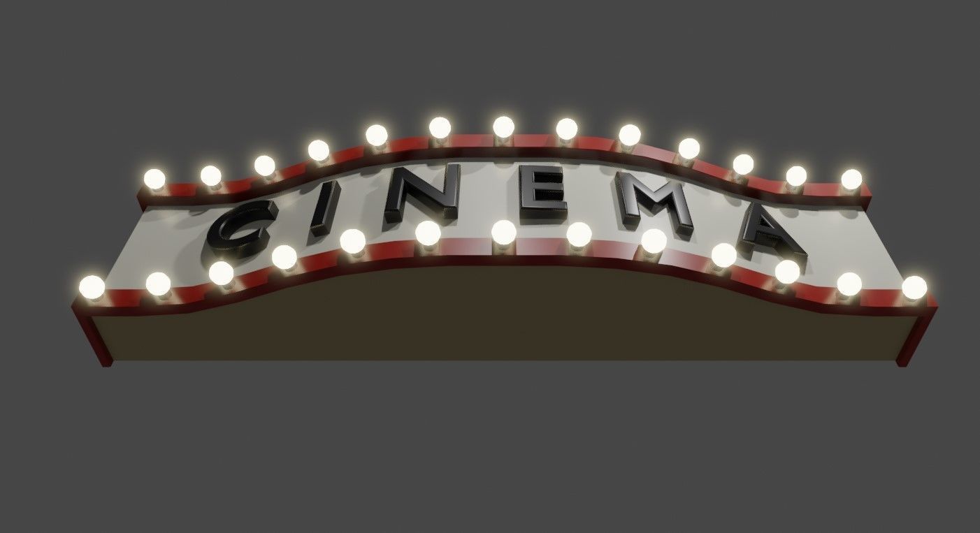 Cinema Facade - Front - Sign Low-poly 3D model_11