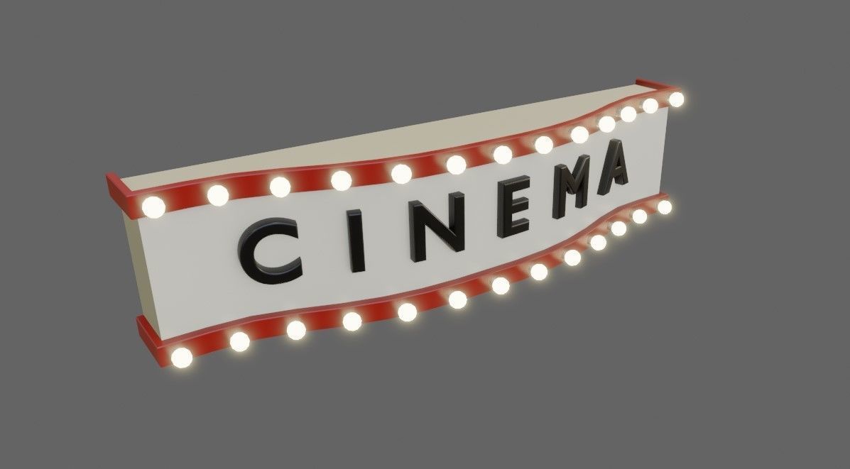 Cinema Facade - Front - Sign Low-poly 3D model_13