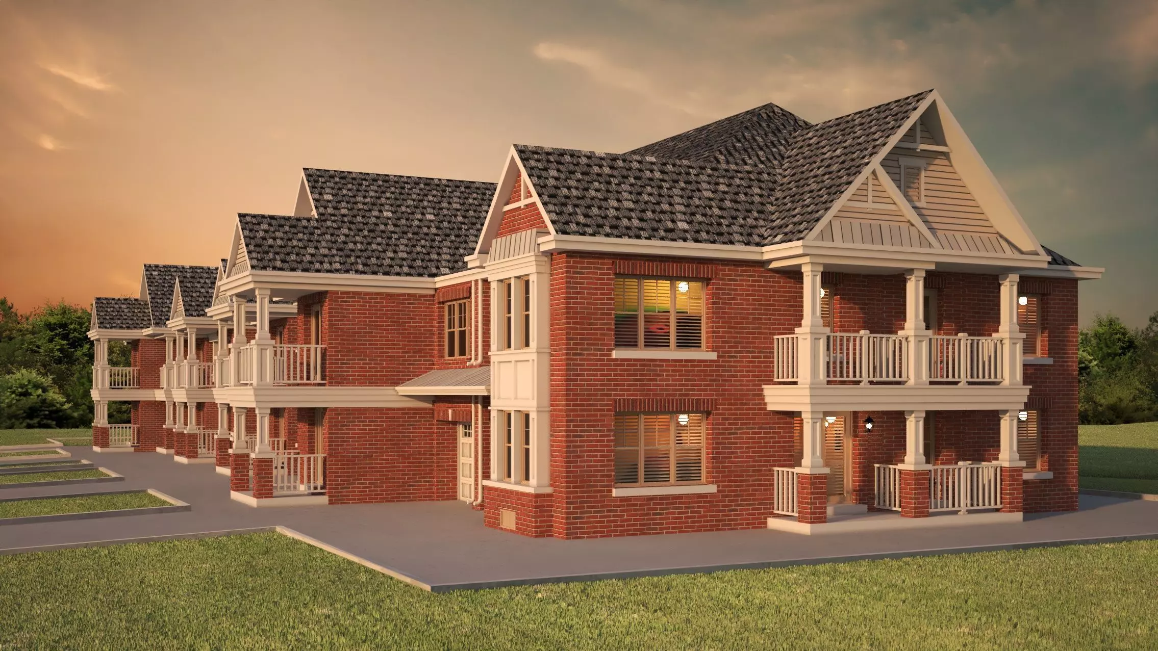 Cottage Country House Condominium 3D model_0