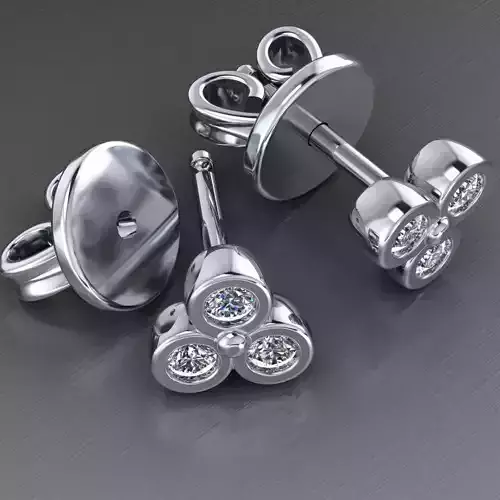 Printable Triple Earrings  3 stones x 2mm