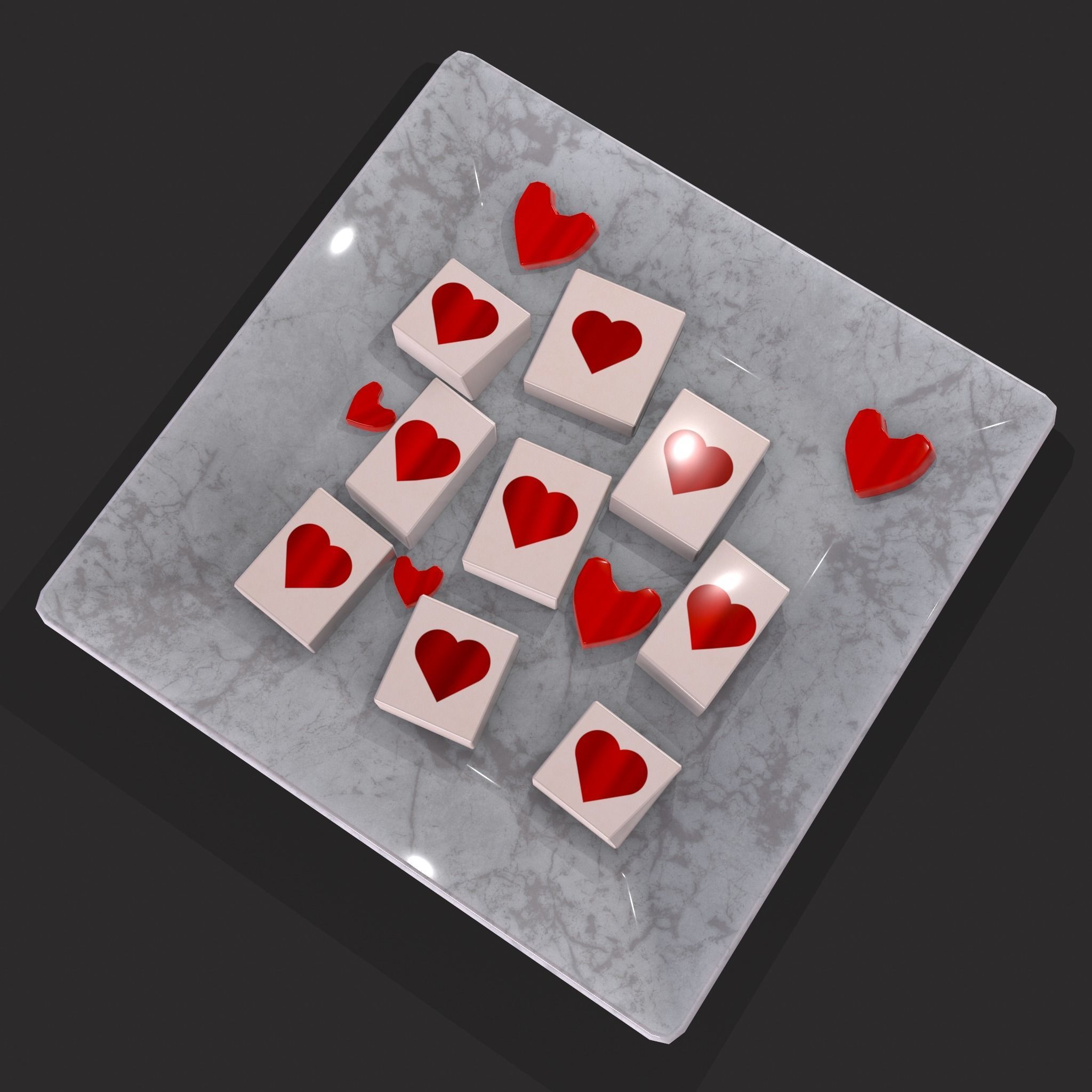 Valentines Heart Trinkets Candy Jello Cookie and Banner 3D Model Collection_47