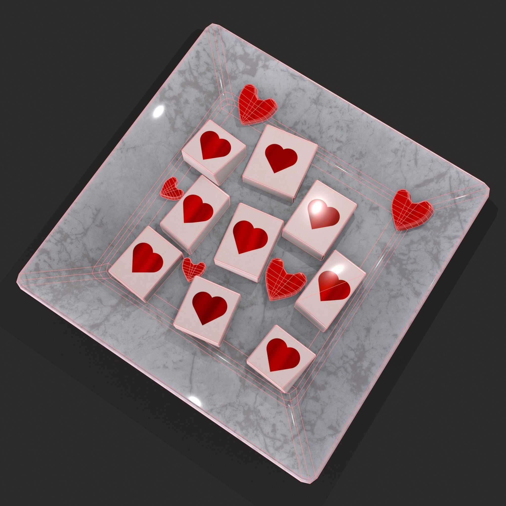 Valentines Heart Trinkets Candy Jello Cookie and Banner 3D Model Collection_48