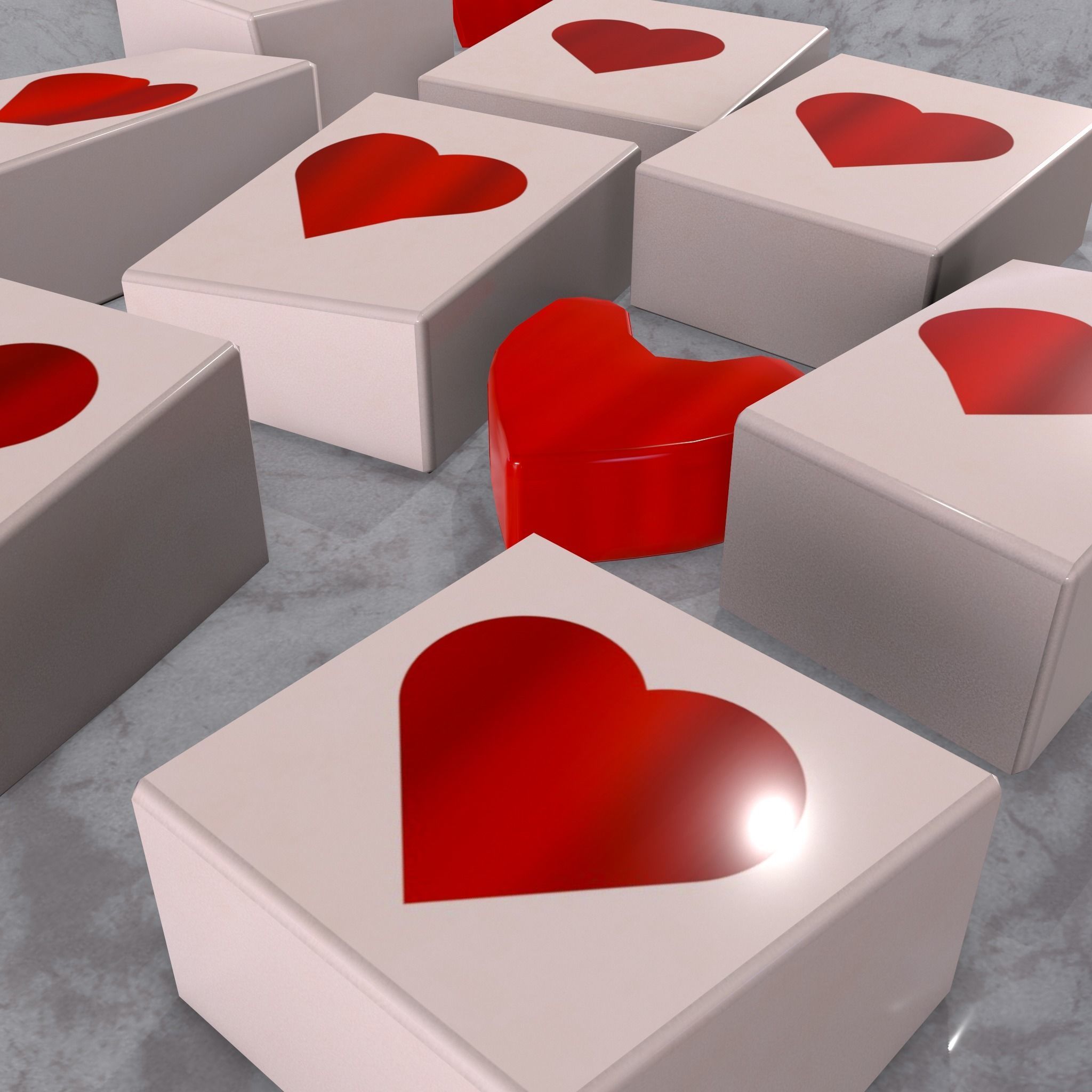 Valentines Heart Trinkets Candy Jello Cookie and Banner 3D Model Collection_43