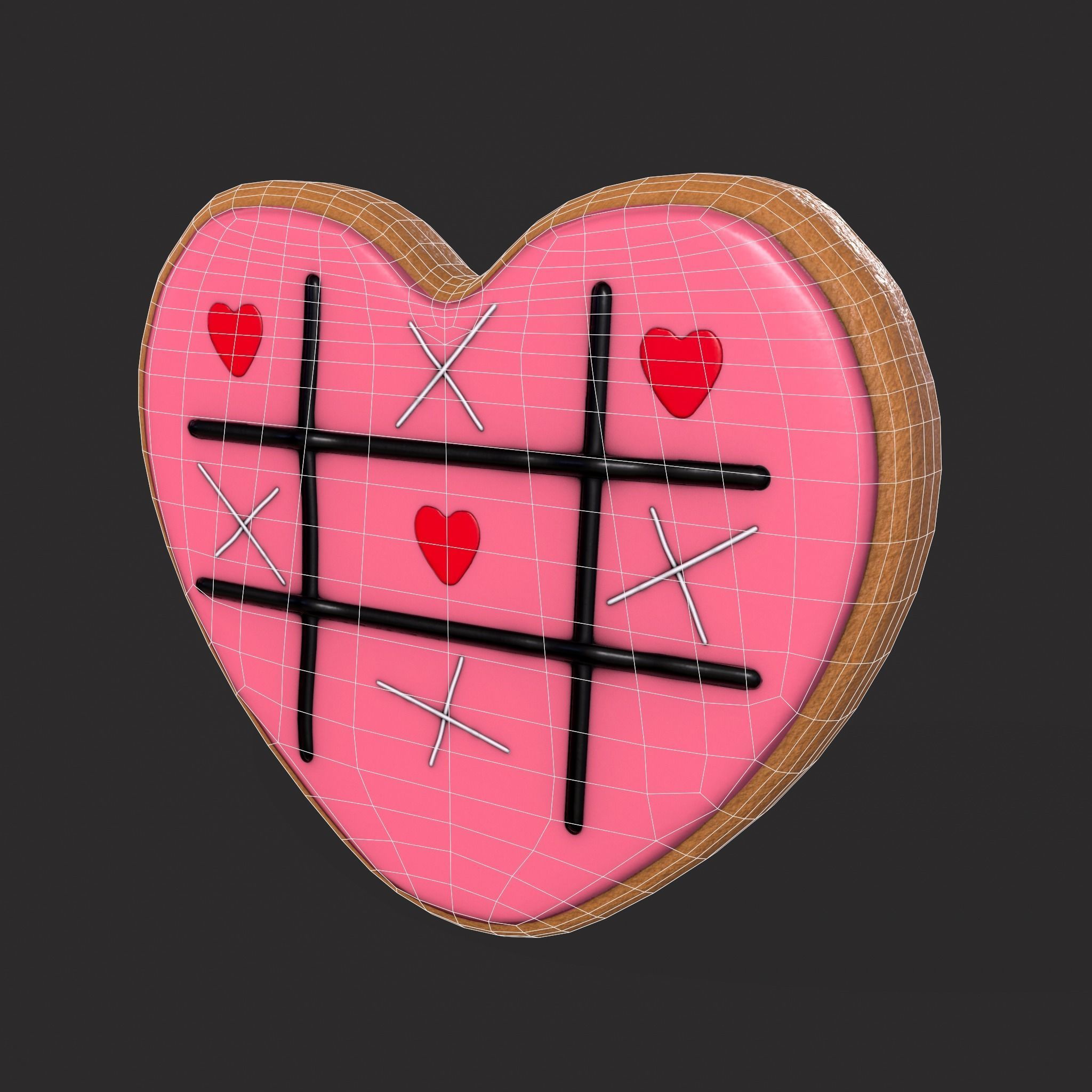 Valentines Heart Trinkets Candy Jello Cookie and Banner 3D Model Collection_30