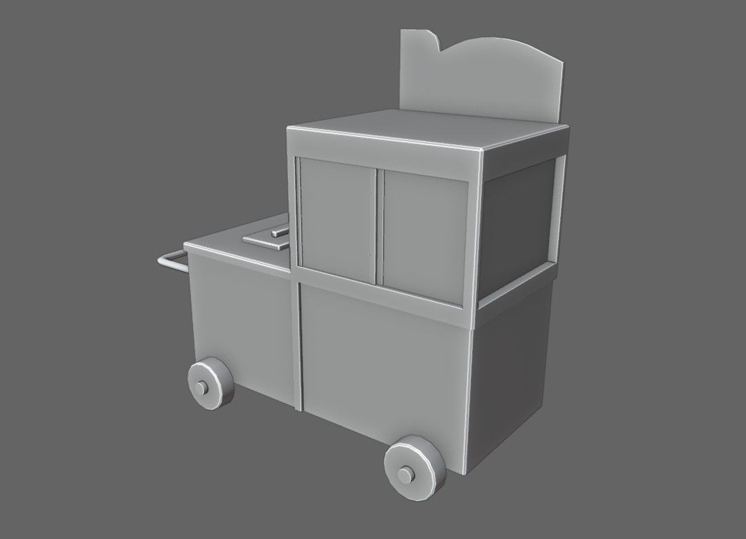 Popcorn Cart - Carrinho de Pipoca Low-poly 3D model_17