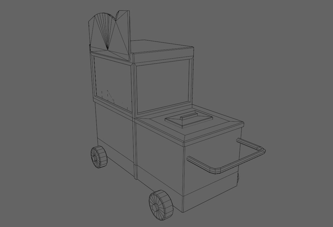 Popcorn Cart - Carrinho de Pipoca Low-poly 3D model_20