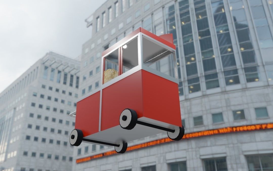 Popcorn Cart - Carrinho de Pipoca Low-poly 3D model_8