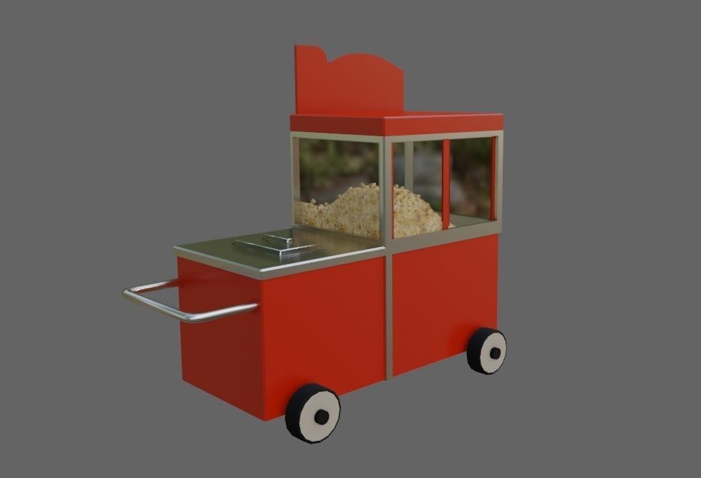 Popcorn Cart - Carrinho de Pipoca Low-poly 3D model_11