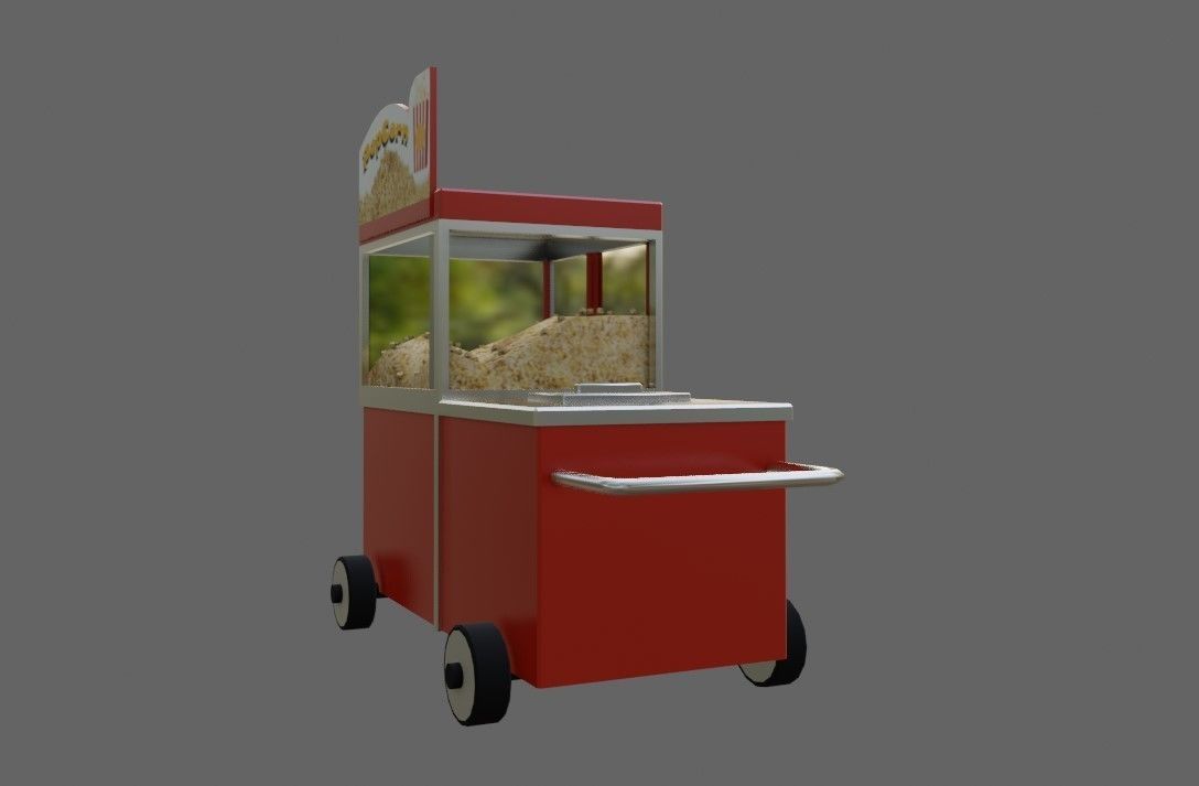 Popcorn Cart - Carrinho de Pipoca Low-poly 3D model_10