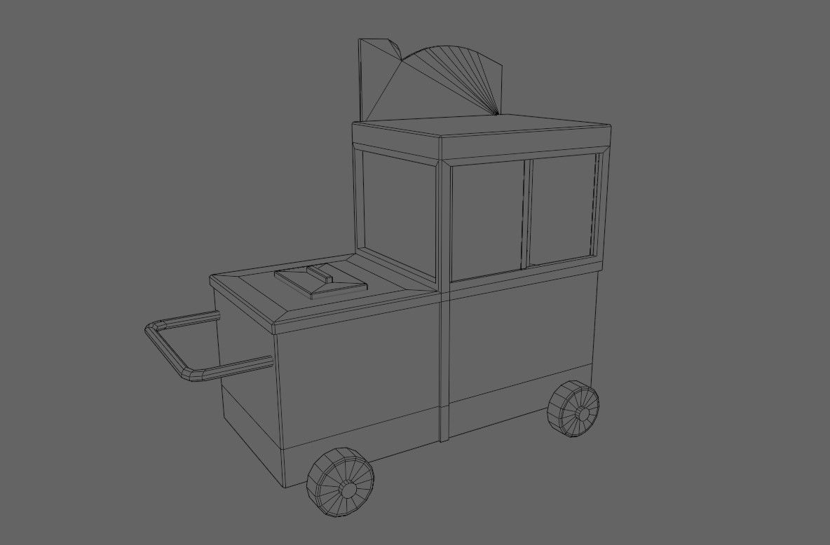 Popcorn Cart - Carrinho de Pipoca Low-poly 3D model_21