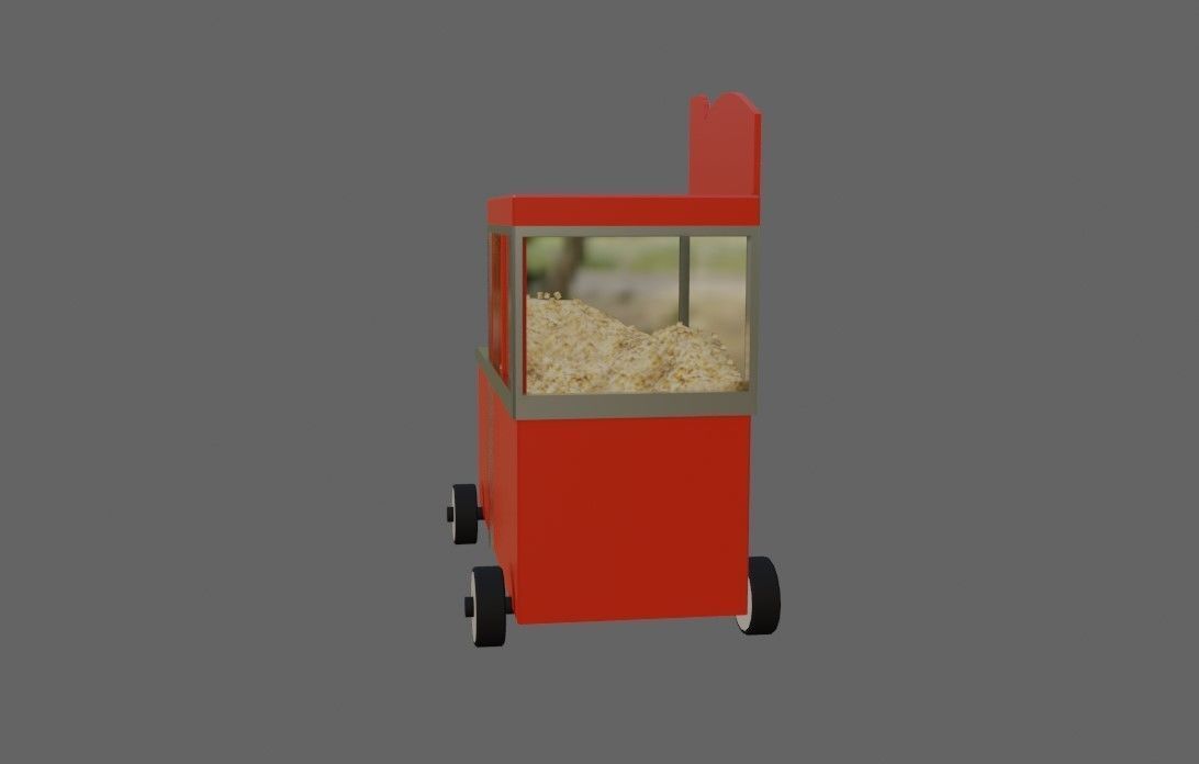 Popcorn Cart - Carrinho de Pipoca Low-poly 3D model_13