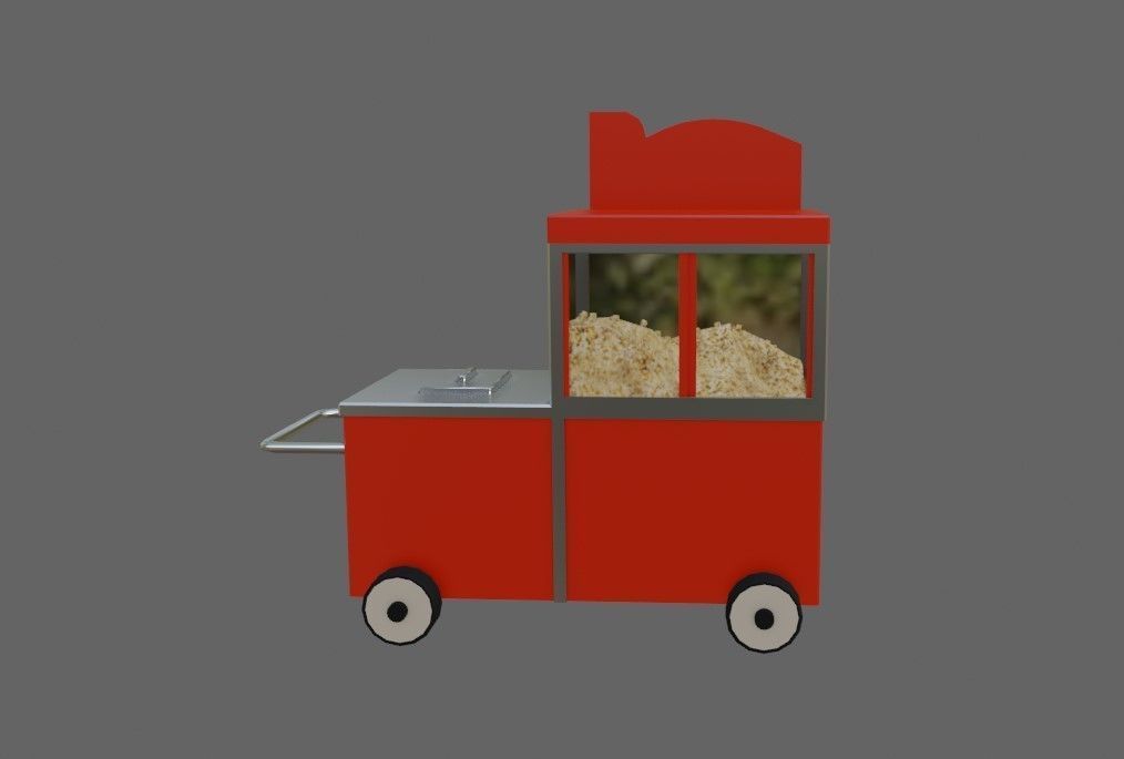 Popcorn Cart - Carrinho de Pipoca Low-poly 3D model_12