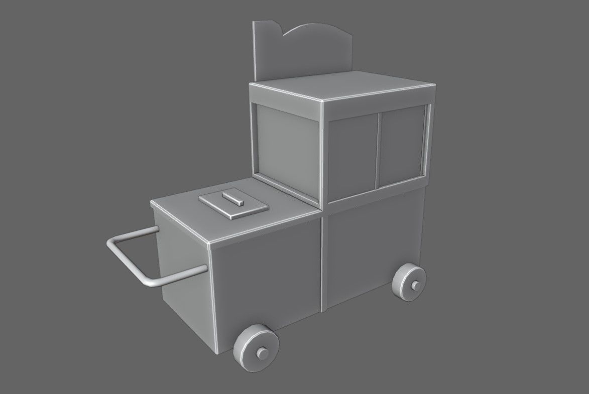 Popcorn Cart - Carrinho de Pipoca Low-poly 3D model_16