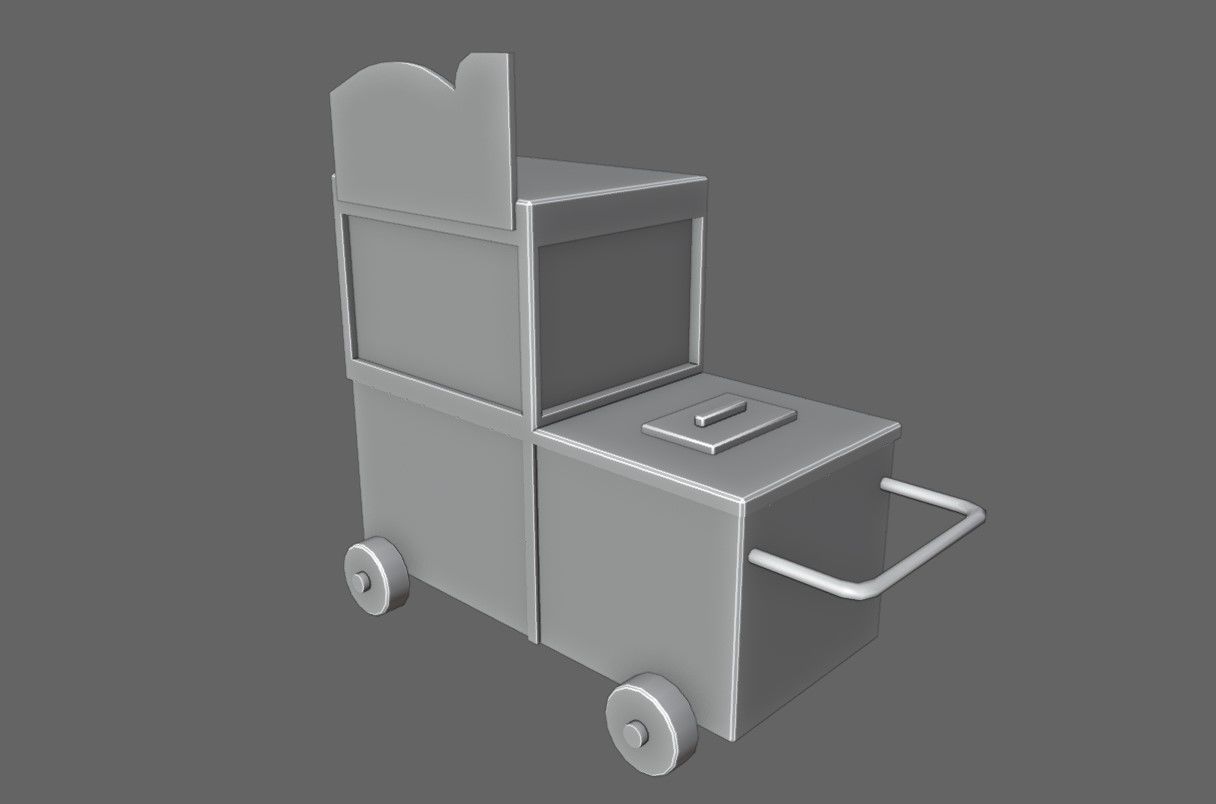 Popcorn Cart - Carrinho de Pipoca Low-poly 3D model_15