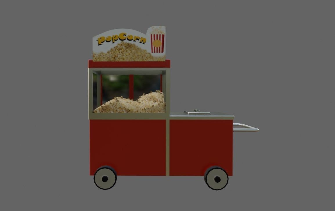 Popcorn Cart - Carrinho de Pipoca Low-poly 3D model_9