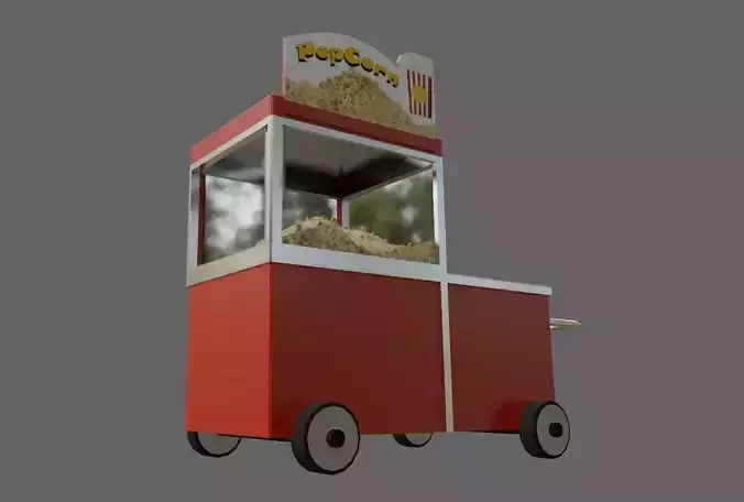 Popcorn Cart - Carrinho de Pipoca Low-poly 3D model