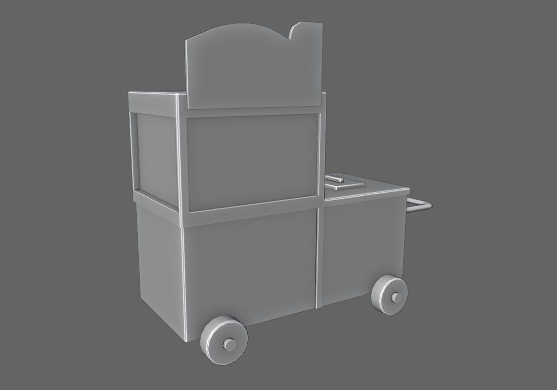 Popcorn Cart - Carrinho de Pipoca Low-poly 3D model_14