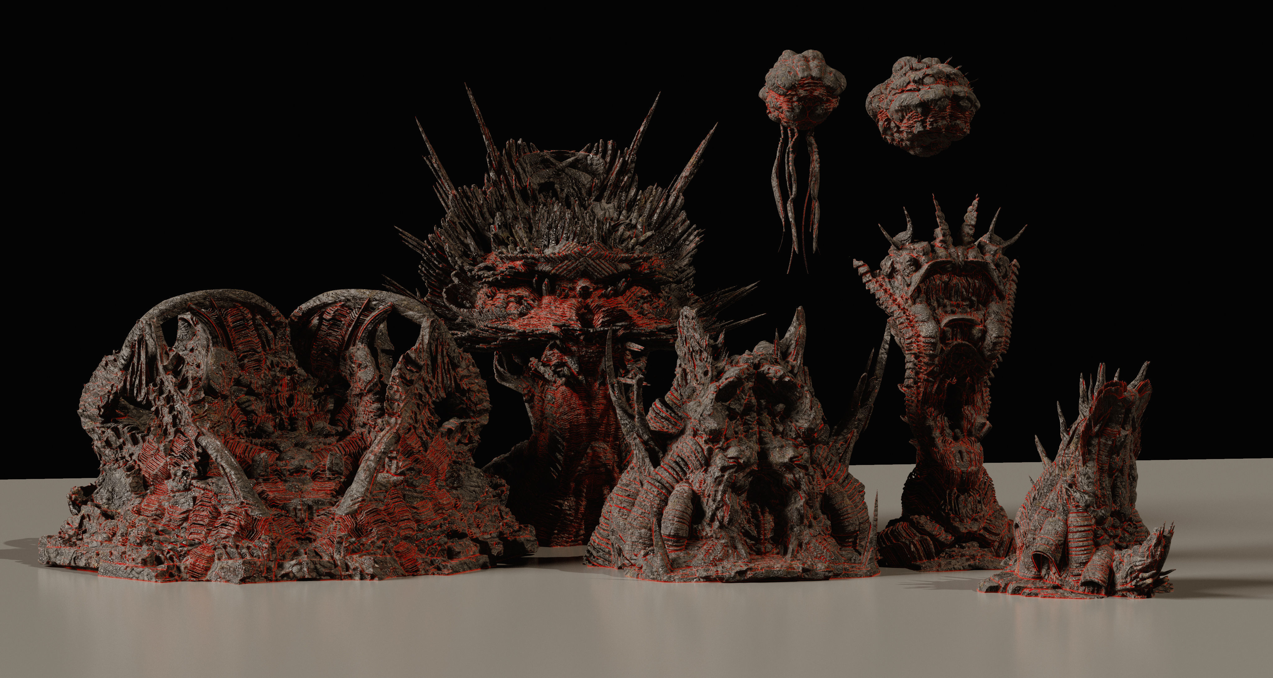 Bio-Organic Alien Structures Kitbash 3D Assets 3D model_2