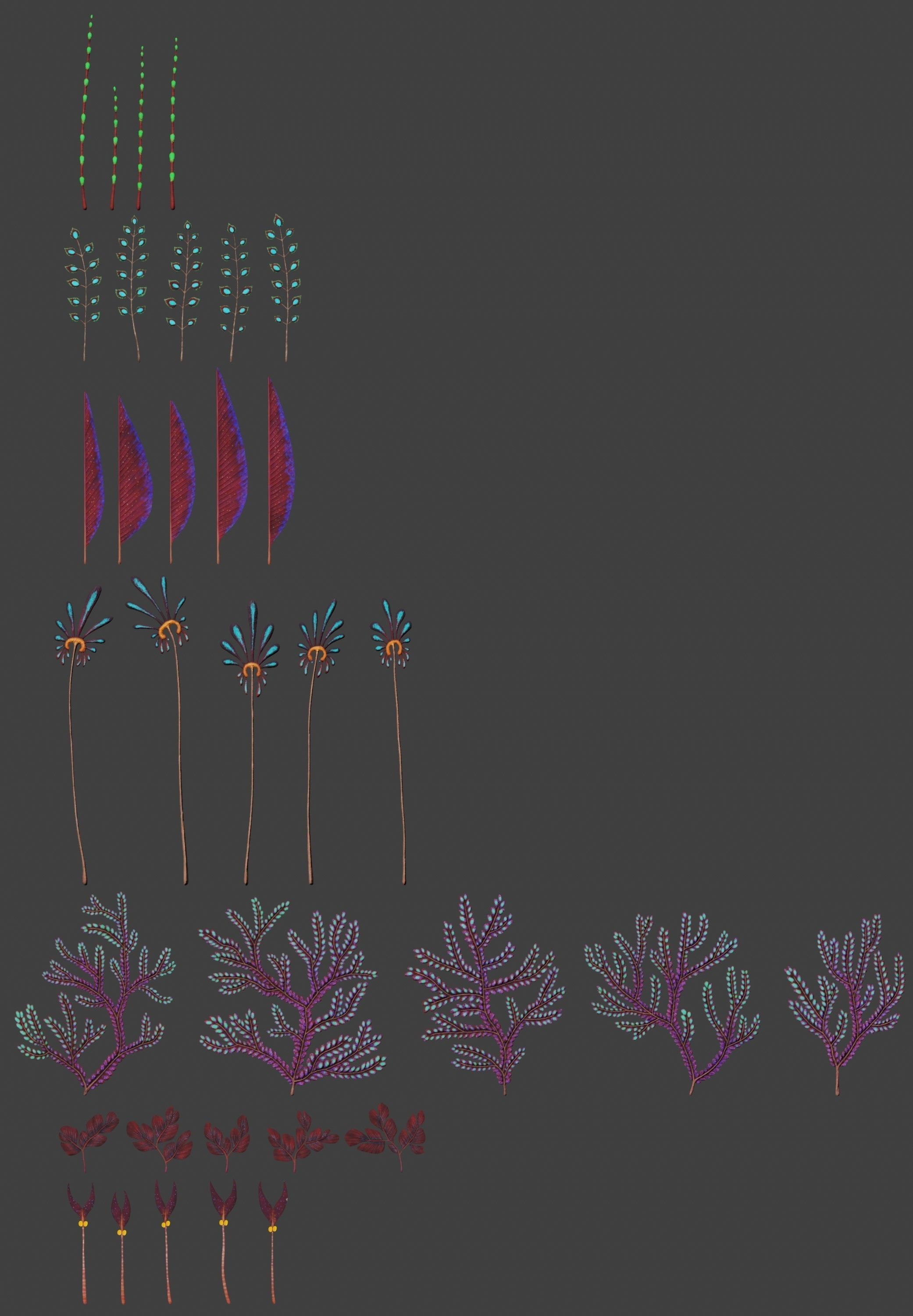 Glowing alien herbs 5 Low-poly 3D model_1