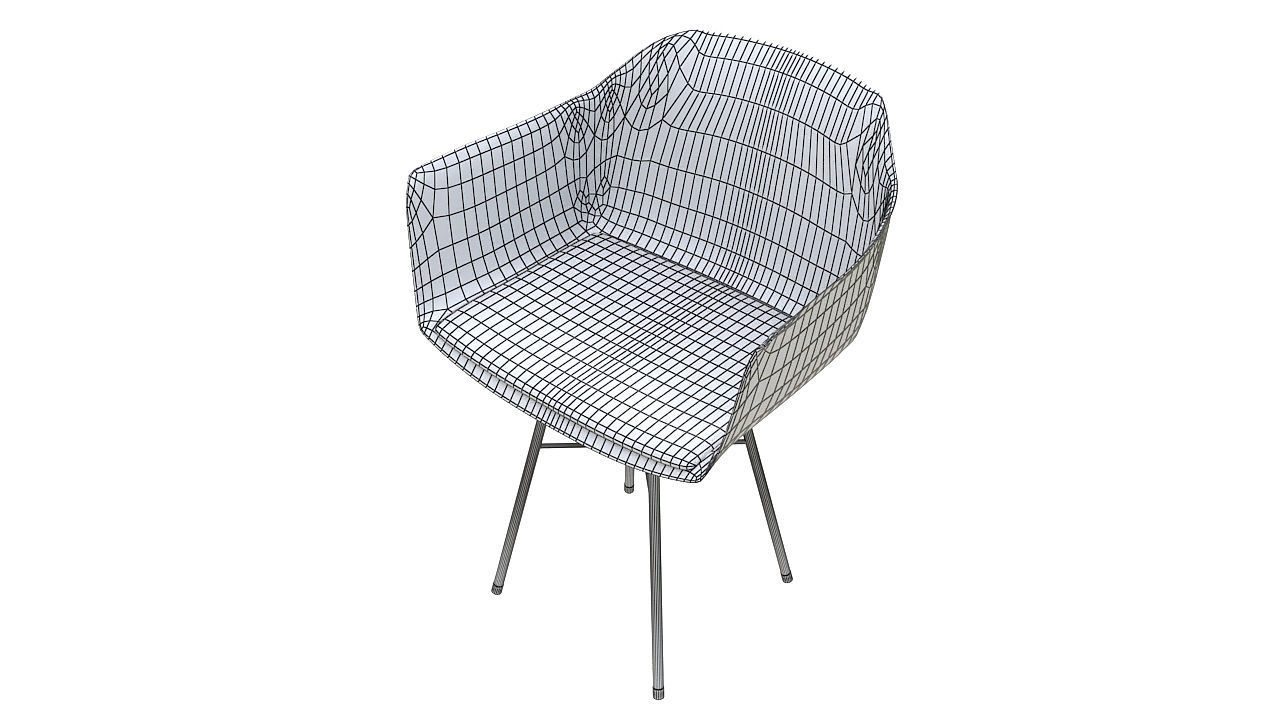 Plastic chair with steel legs 3D model_10