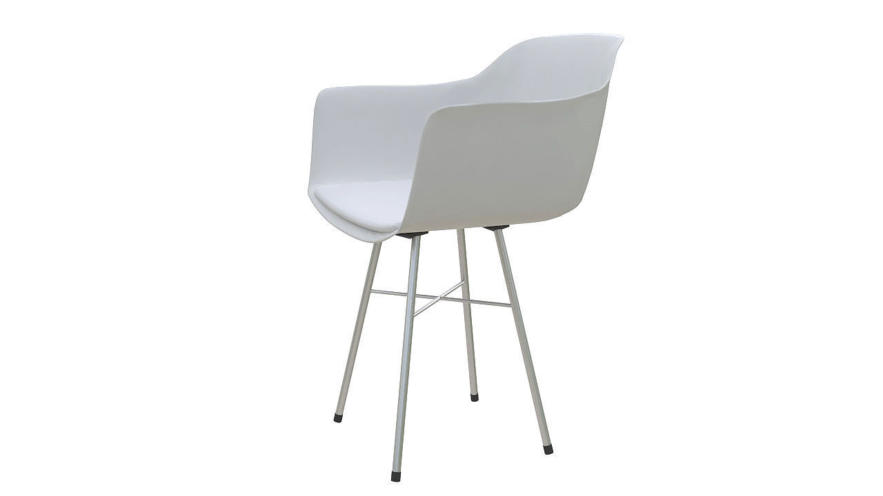Plastic chair with steel legs 3D model_3
