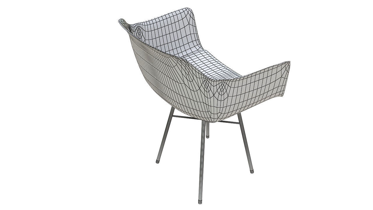 Plastic chair with steel legs 3D model_7