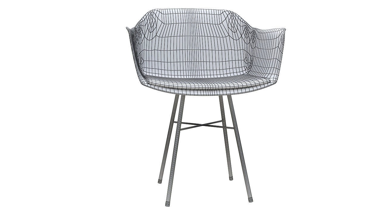 Plastic chair with steel legs 3D model_9