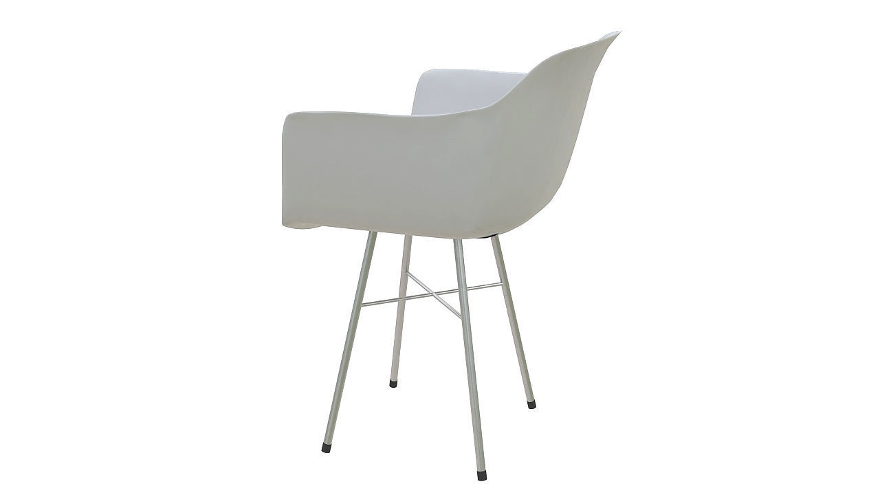 Plastic chair with steel legs 3D model_4