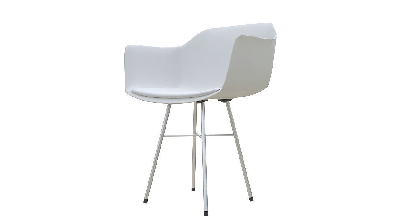 Plastic chair with steel legs 3D model_2