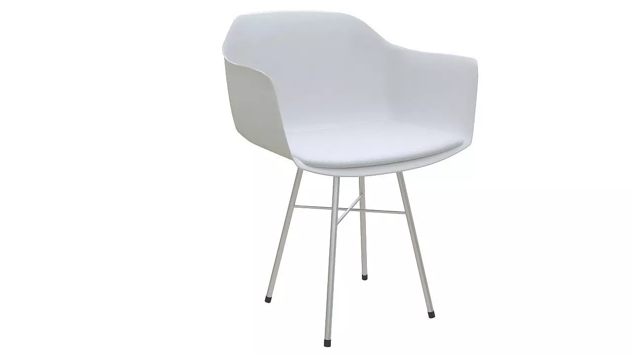 Plastic chair with steel legs 3D model_0