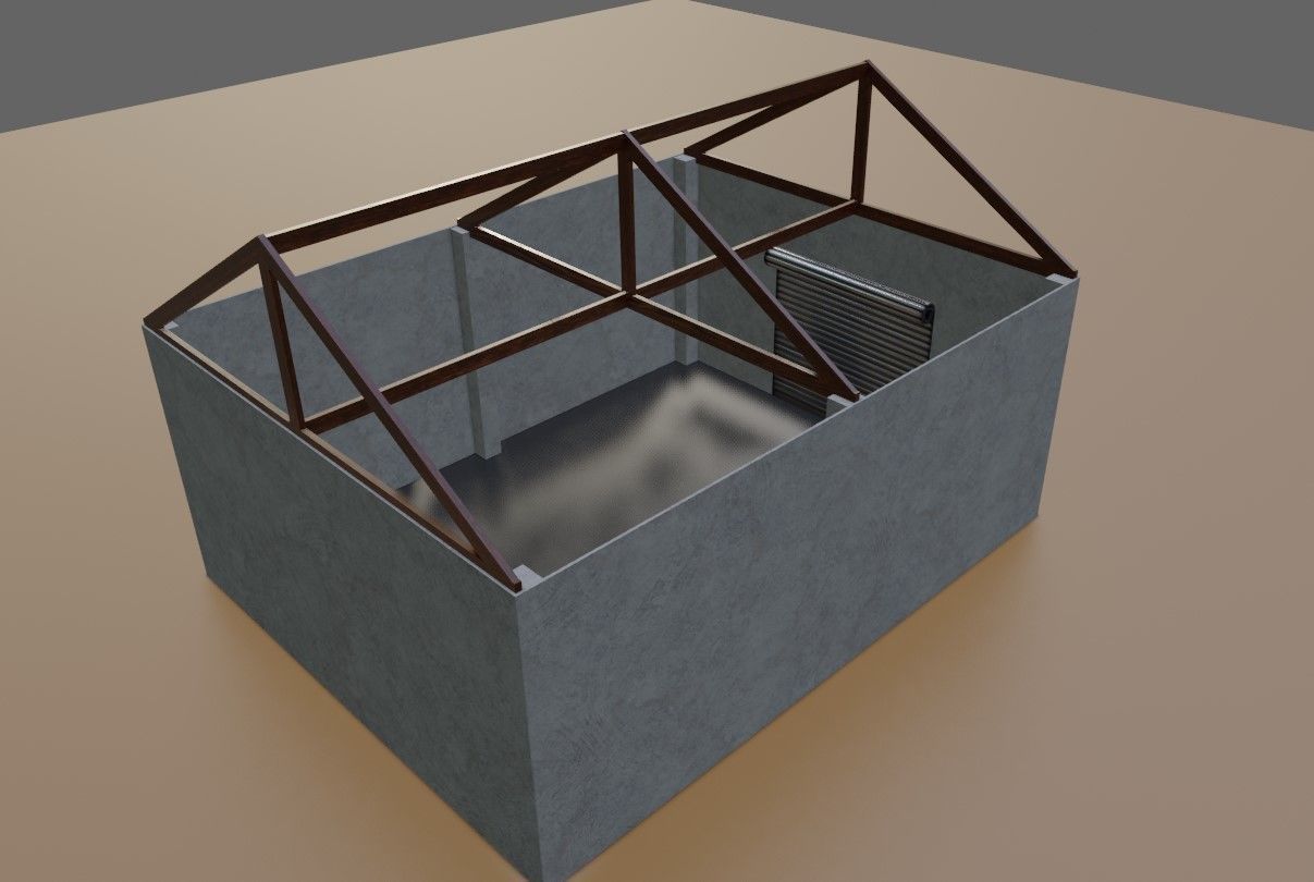 Warehouse - Garage - Barracao Low-poly 3D model_3