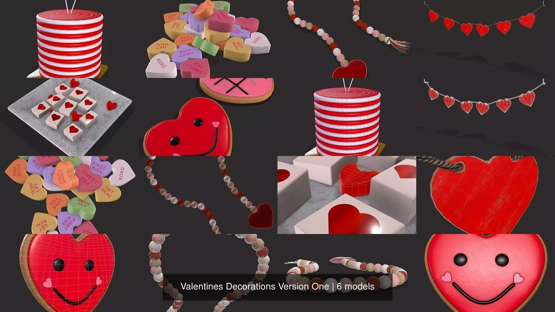 Valentines Decorations Version One 3D Model Collection_7