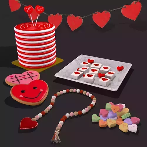 Valentines Decorations Version One 3D Model Collection