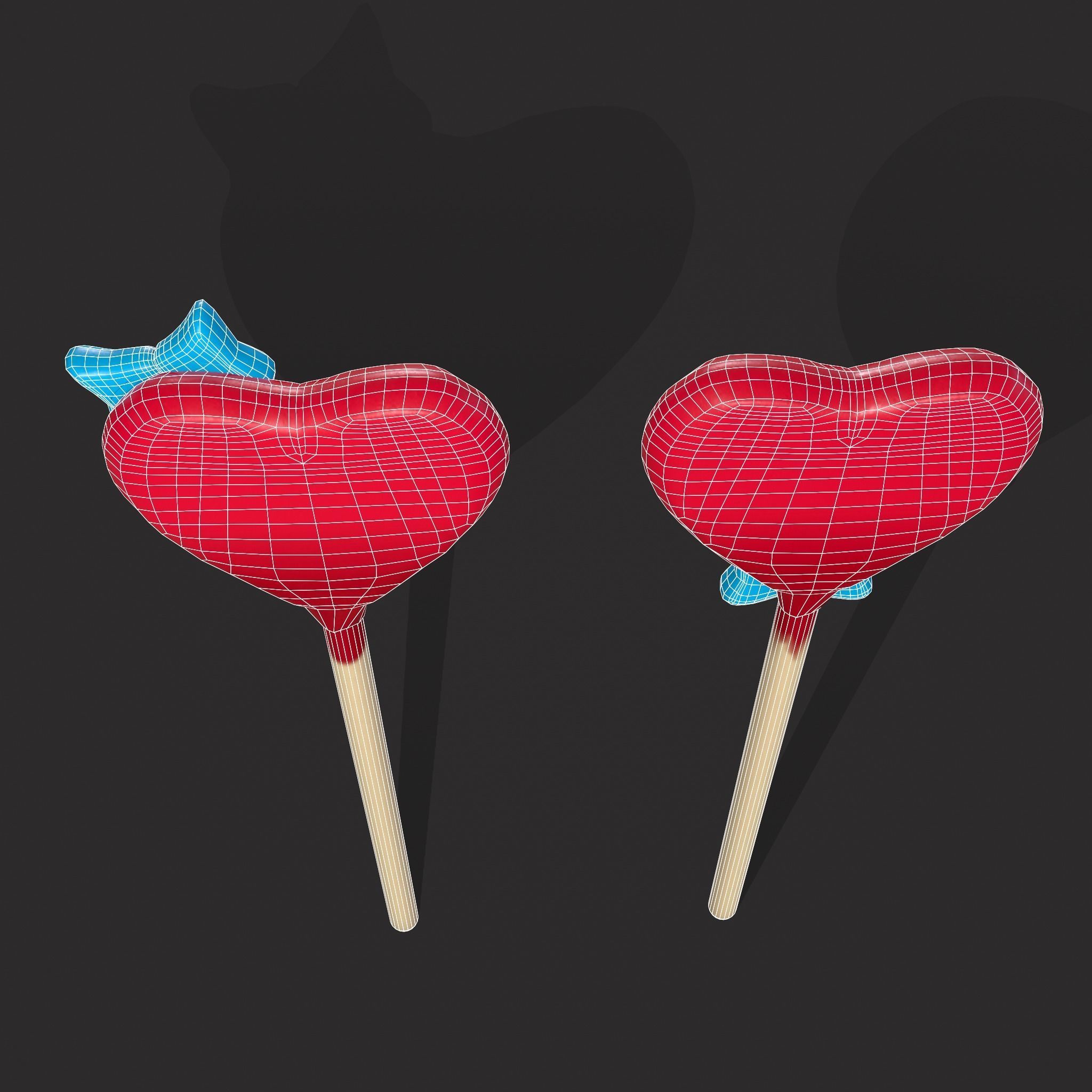 Valentines Suckers Couple Low-poly 3D model_20