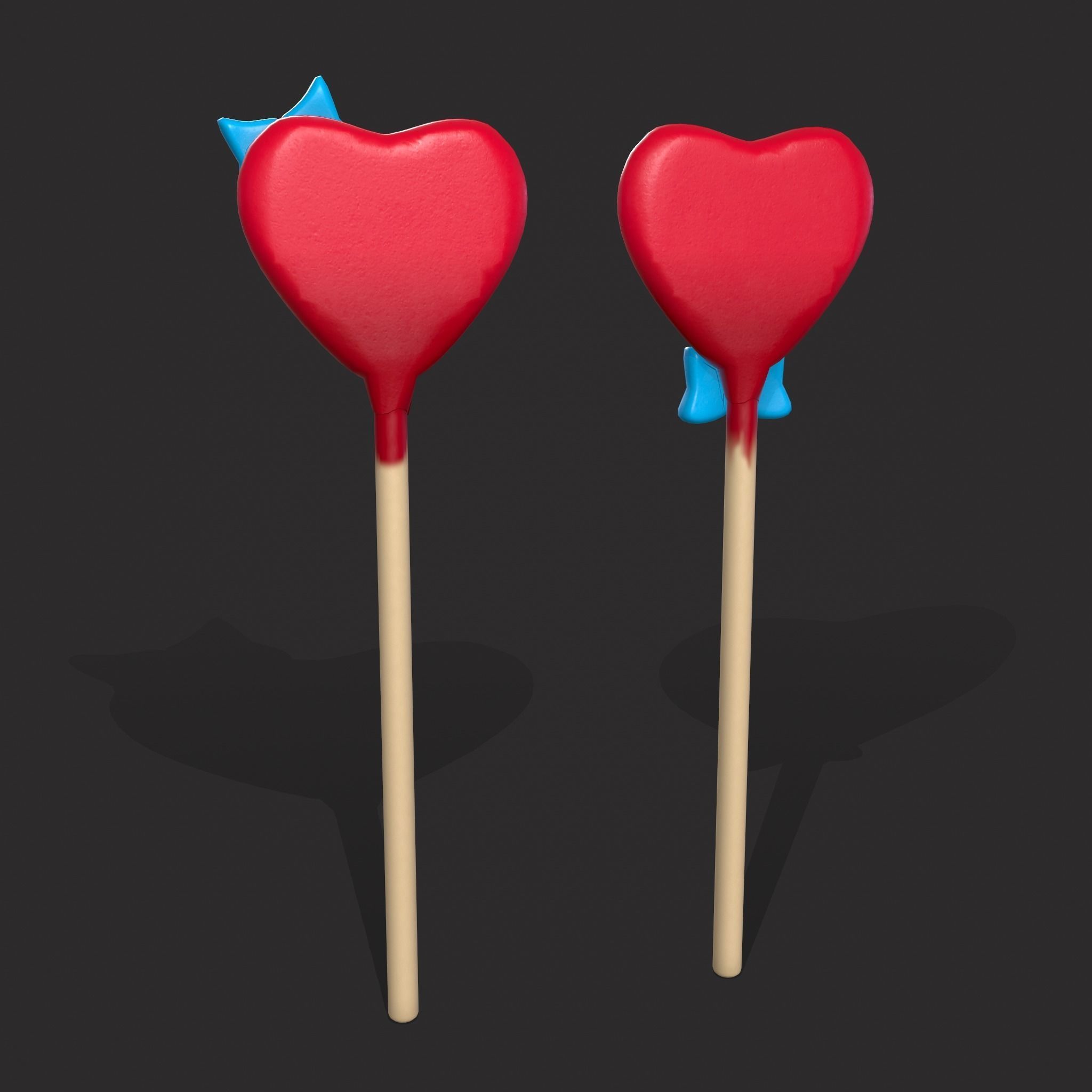 Valentines Suckers Couple Low-poly 3D model_3