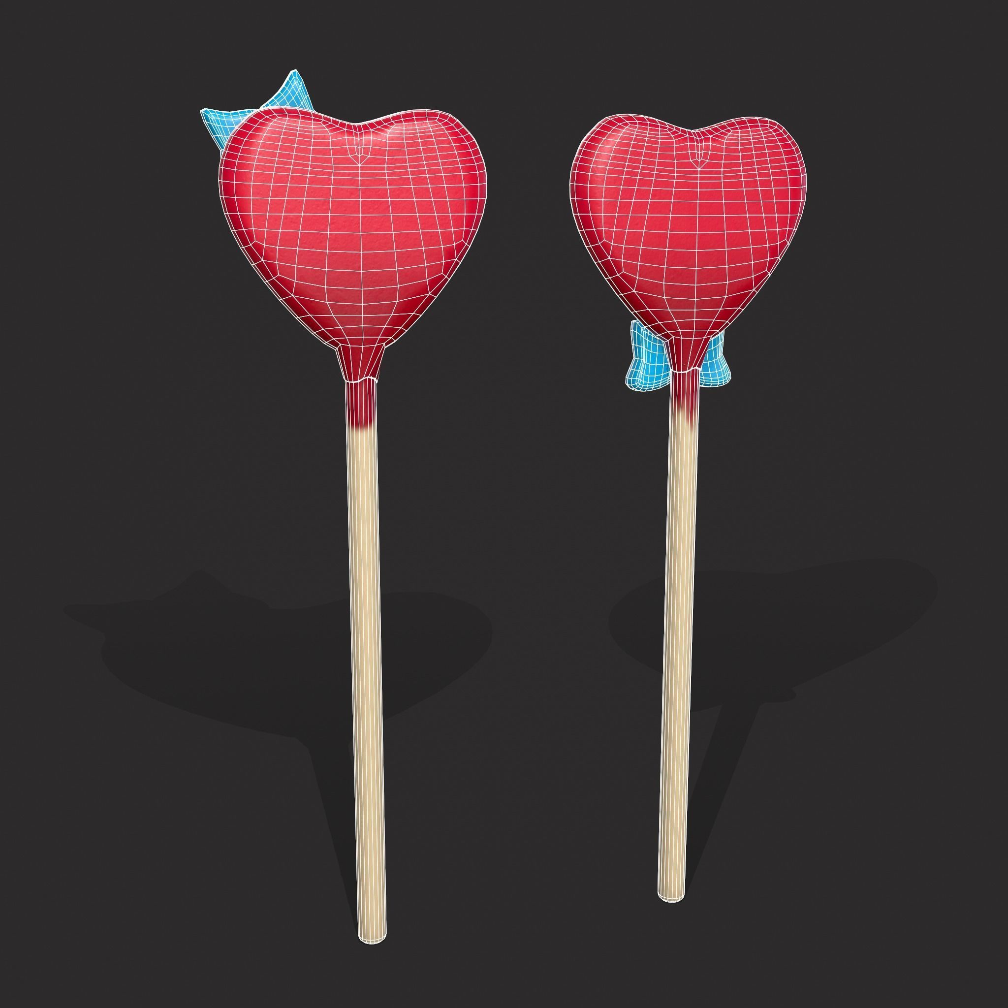 Valentines Suckers Couple Low-poly 3D model_4