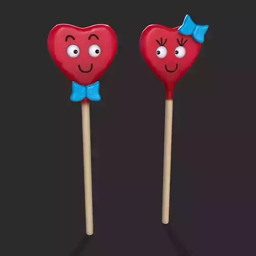 Valentines Suckers Couple Low-poly 3D model