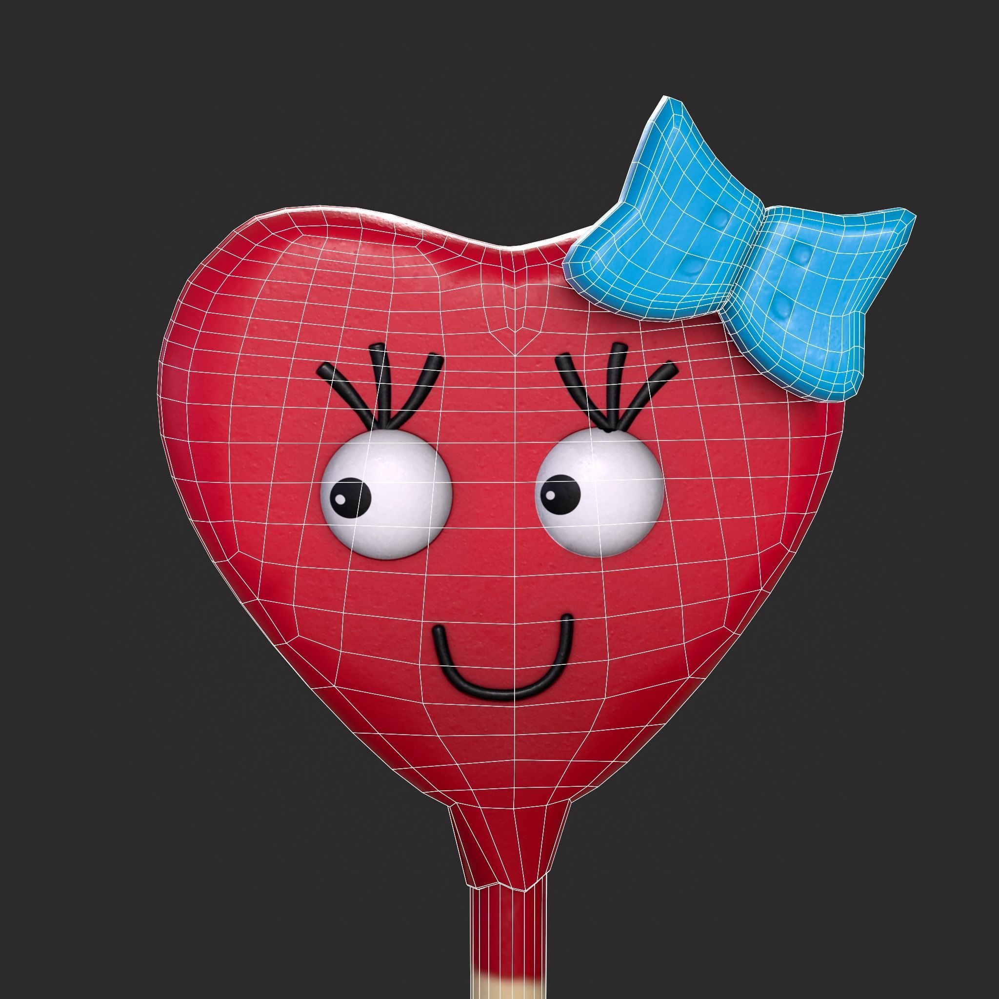 Valentines Suckers Couple Low-poly 3D model_8