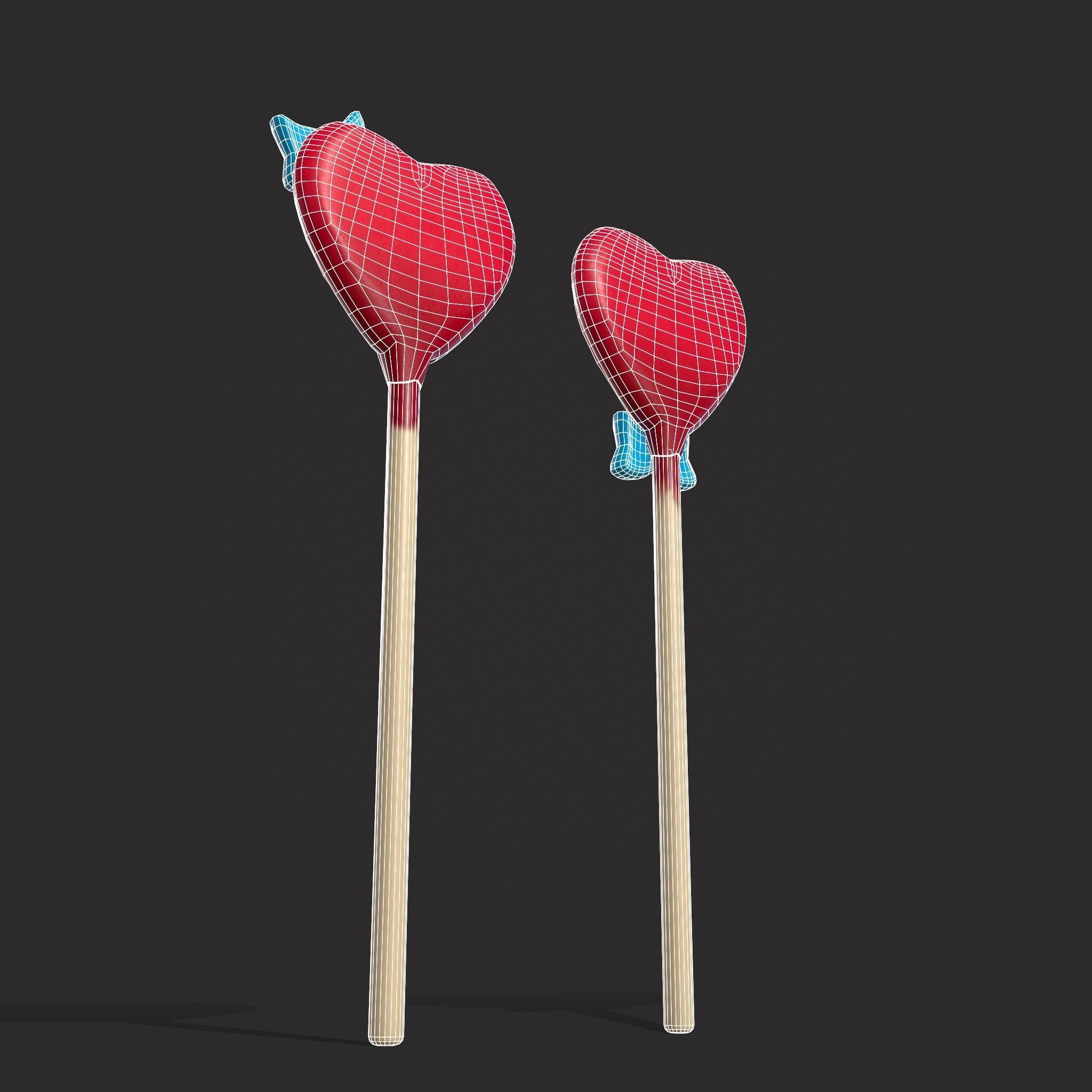 Valentines Suckers Couple Low-poly 3D model_16