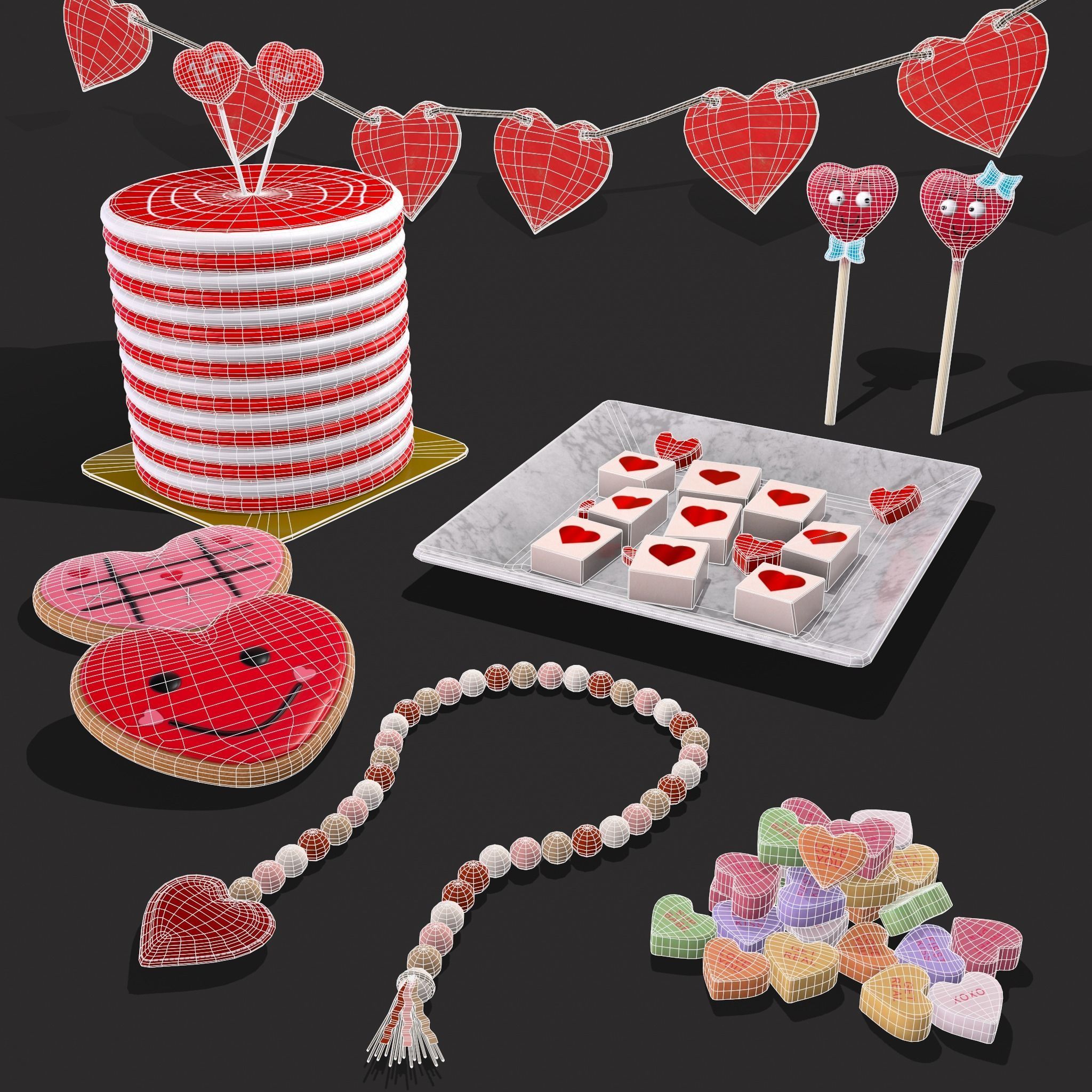 Valentines Decorations Version Two  3D Model Collection_18