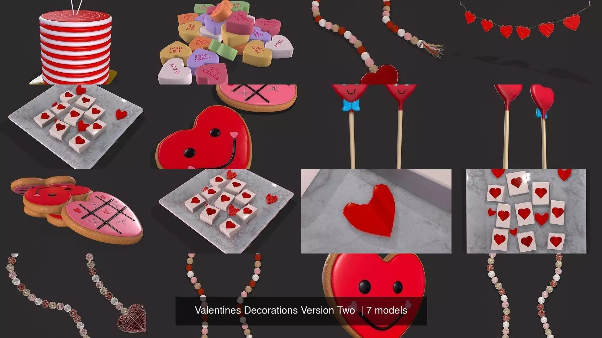 Valentines Decorations Version Two  3D Model Collection_8