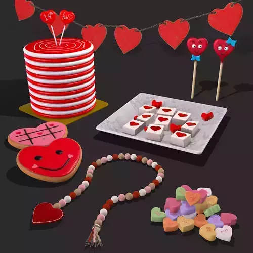 Valentines Decorations Version Two  3D Model Collection