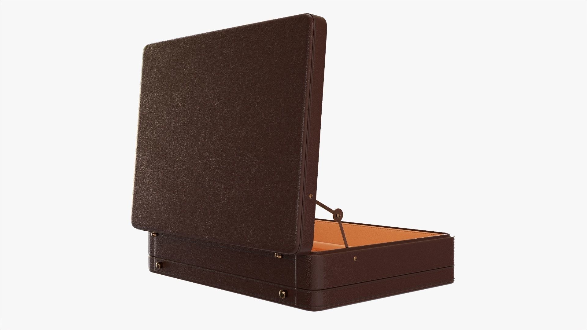 Leather briefcase open 3D model_1