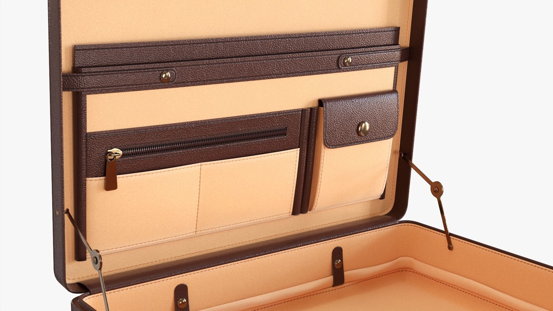 Leather briefcase open 3D model_3