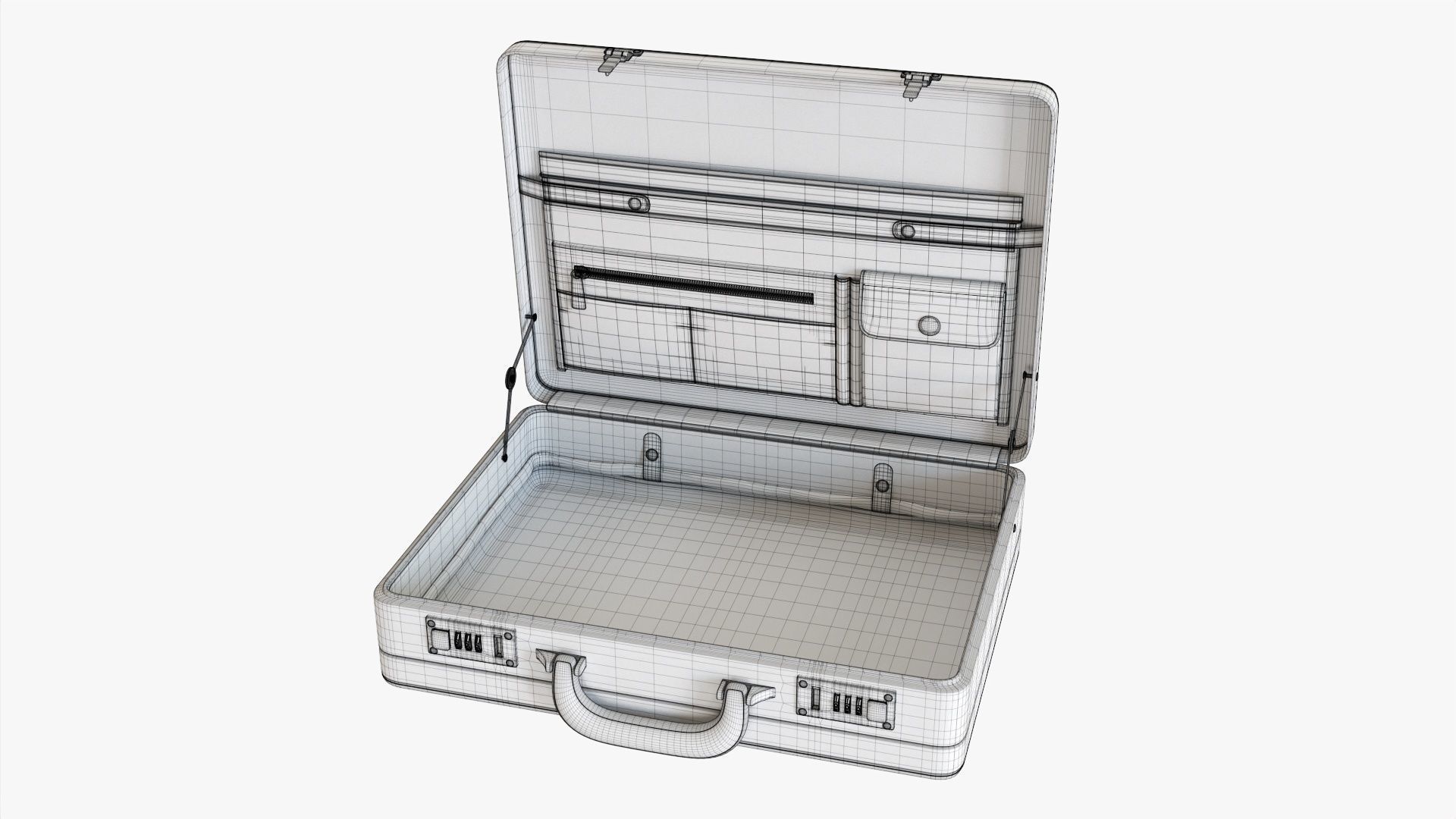 Leather briefcase open 3D model_8