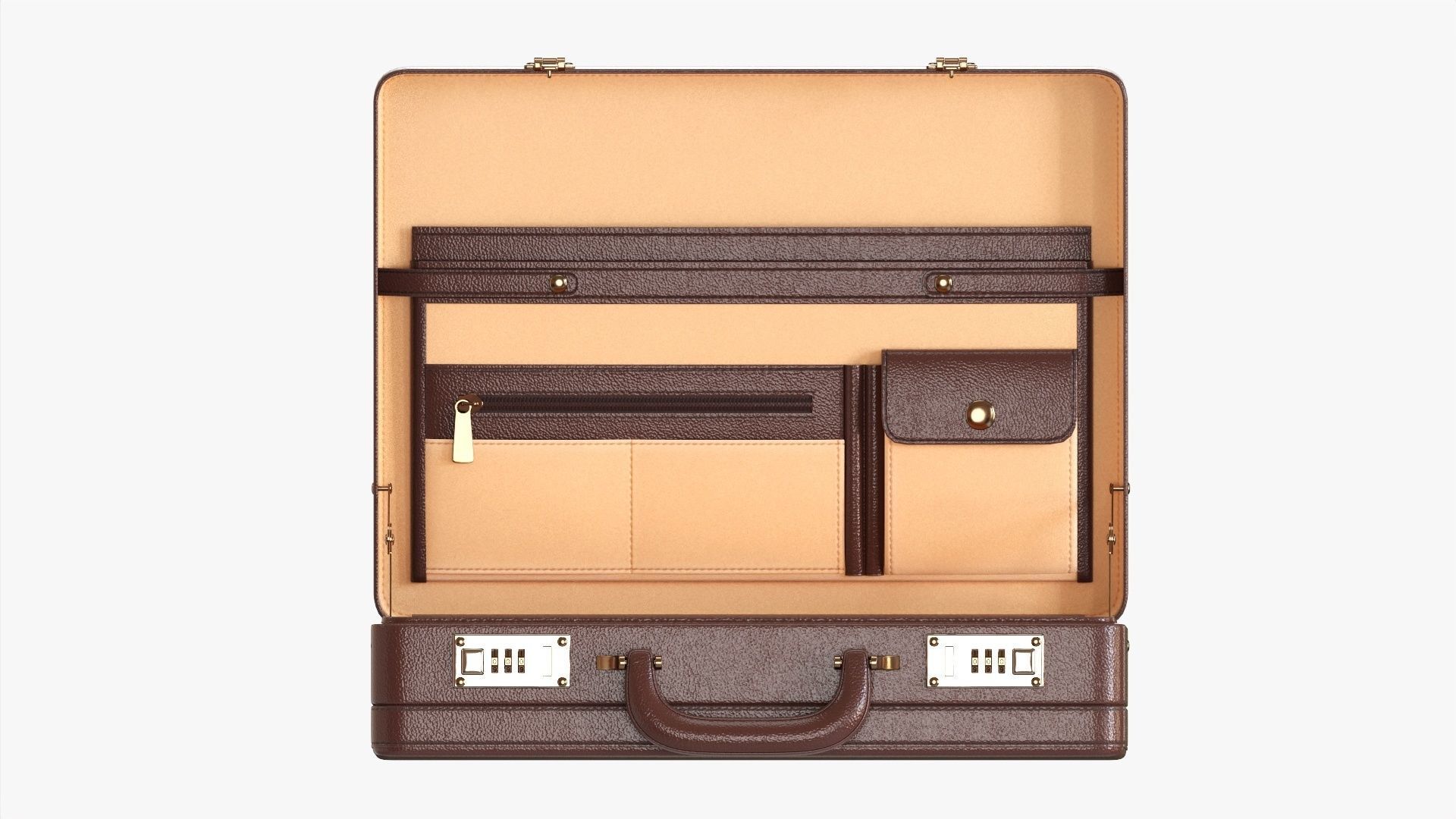 Leather briefcase open 3D model_5
