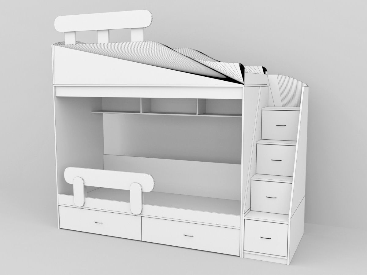 Childrens bunk bed 3D model_5